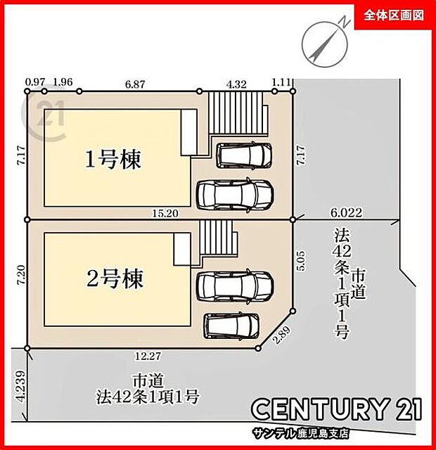 本物件は2号棟です♪駐車スペースは並列で最低2台の駐車が可能です♪