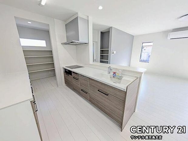 シンプルで使いやすい設計のキッチン♪カウンターキッチンなので、リビングいるご家族と会話を楽しみながらお料理ができます♪標準で食洗器が付いています♪