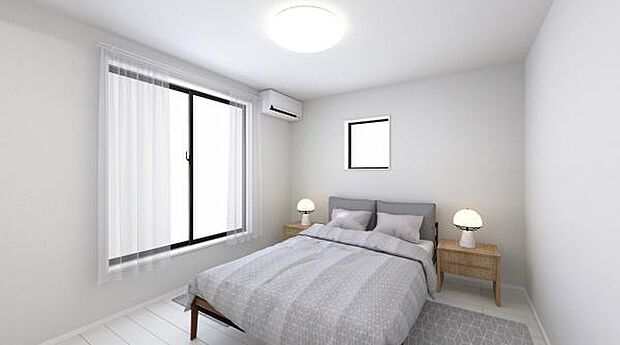 （同仕様モデル）バルコニーとつながる洋室となっており、しっかり日が差し込みますので気持ちの良い目覚めができる素敵な洋室になります♪※家具、家電、インテリアはＣＧによるイメージです。