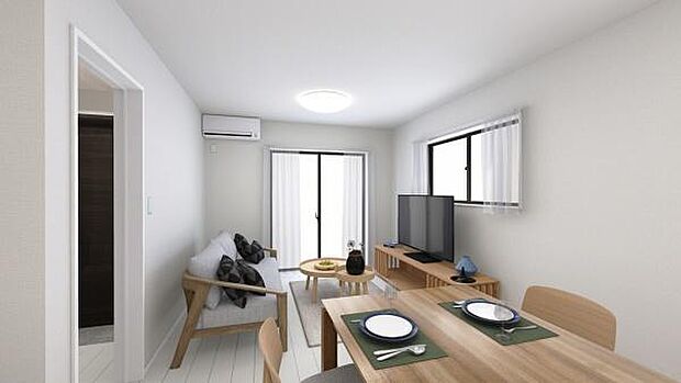 （同仕様モデル写真）明るく、落ち着きのあるリビング♪ご家族でお食事や団らんしたり、ゆったりとしたご家族の時間を過ごせます♪※家具、家電、インテリアはＣＧによるイメージです。