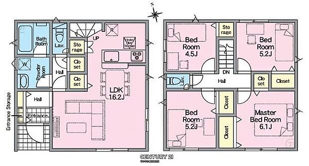 1号棟、南向き4LDKの間取りとなっております♪各居室に収納スペース付いています!ファミリーにもぴったりな間取りです♪