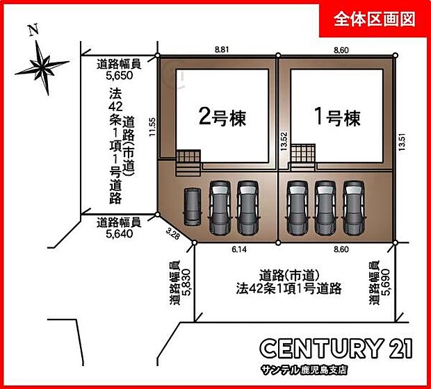 本物件は1号棟です♪駐車スペースは並列で最低3台のご駐車が可能です♪(駐車可能台数は車種によります)
