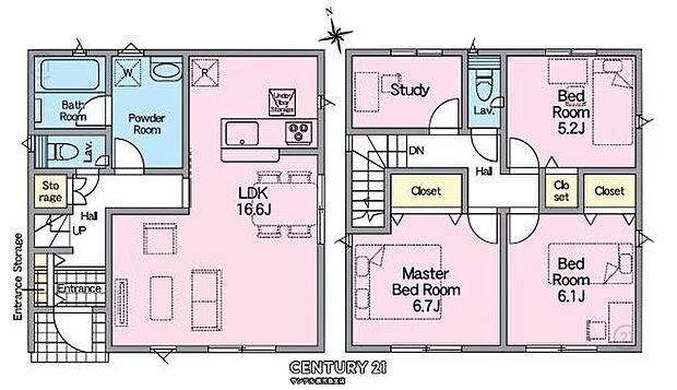 2号棟です!4LDKで余裕のある間取りです♪明るく広々としたリビングで、各居室には収納もあり、とても使いやすい間取りです♪