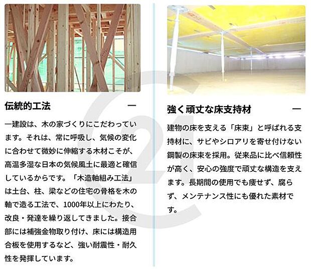 伝統的工法と強く頑丈な床支持材！