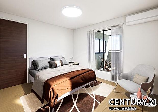 (同仕様モデル)2階洋室です!バルコニーに面しており、日当たり風通し良好です♪収納力のある、ウォークインクローゼット完備しております!※家具、家電、インテリアはCGによるイメージです。