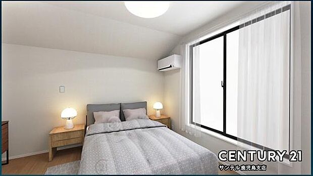 洋室6.6帖の同仕様CGモデル♪バルコニーとつながる洋室となっており、しっかり日が差し込みますので気持ちの良い目覚めができる素敵な洋室になります♪※家具、家電、インテリアはＣＧによるイメージです。