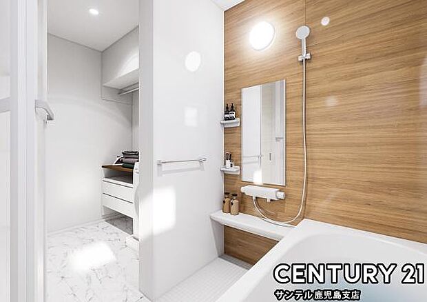 （同仕様モデル）1坪タイプの浴室には浴室乾燥、涼風、暖房、24時間換気機能が付いており、いつでも快適なバスタイムを過ごせます♪※家具、家電、インテリアはＣＧによるイメージです。