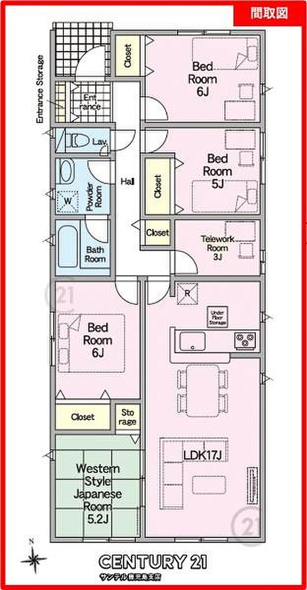 2号棟です！南向きの4SLDKの間取りです♪LDKも18帖と広くとられており、各居室収納もありご家族で使いやすい間取りとなっております♪