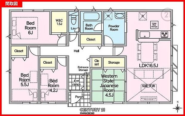 2号棟です！南向きの平屋、4LDKで余裕のある間取りです♪各居室に収納スペースがあり、ファミリーにも使いやすい間取りとなっております♪