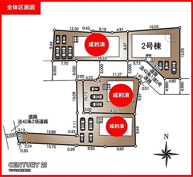 本物件は2号棟です♪お車は3台駐車可能です。(※車種によります。)