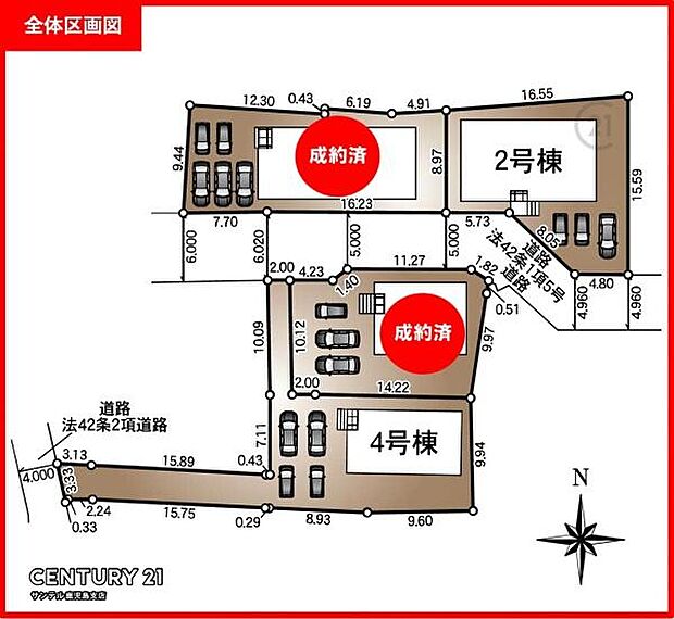 本物件は4号棟です♪お車は4台駐車可能です。(※車種によります。)
