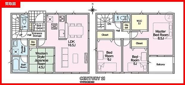 1号棟です！2階建、南向き、和室付きのの4LDKの間取りです♪各居室に収納もありご家族で使いやすい間取りとなっております♪