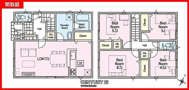 2号棟です♪4LDKの間取りです。各居室に収納スペースを完備しておりますので衣類もすっきり収納でき、家族全員が快適に過ごせる間取りとなっております♪