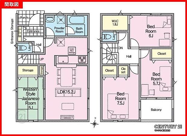 1号棟です♪4LDKの間取りです。各居室に収納スペースを完備しておりますので衣類もすっきり収納でき、家族全員が快適に過ごせる間取りとなっております♪