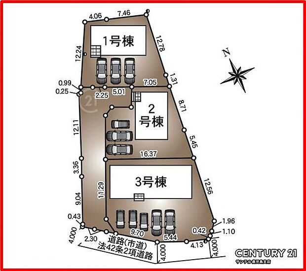 本物件は1号棟です♪お車は3台駐車可能です。※車種によります。
