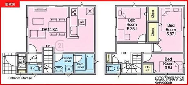 3LDKの間取り。豊富な収納スペースを完備。衣類もすっきり収納でき、家族全員が快適に過ごせる空間です！
