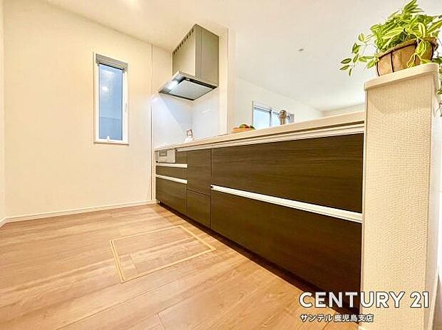 (同仕様モデル写真)シンプルで使いやすい設計のシステムキッチン♪カウンターキッチンとなっておりますので、リビングいるご家族と会話を楽しみながらお料理ができます♪オプションで食洗器を取付可能です♪