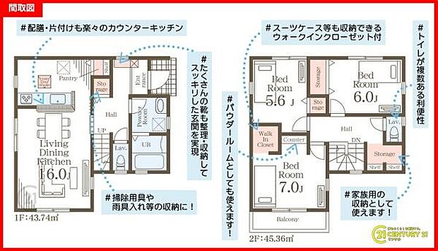 3LDKの間取り。豊富な収納スペースを完備。衣類もすっきり収納でき、家族全員が快適に過ごせる空間です!