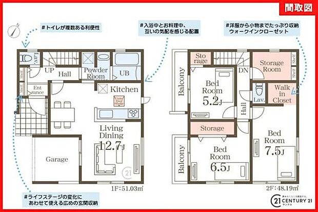1号棟です♪3LDKの間取りです。各居室に収納スペースを完備しておりますので衣類もすっきり収納でき、家族全員が快適に過ごせる間取りとなっております♪