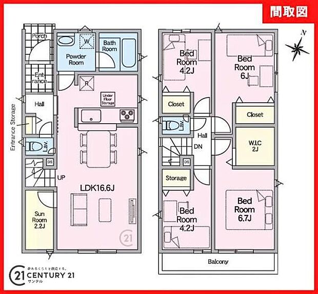 1号棟です♪SLDKで余裕のある間取りです♪各居室に収納スペースがあり、ファミリーにも使いやすい間取りとなっております♪