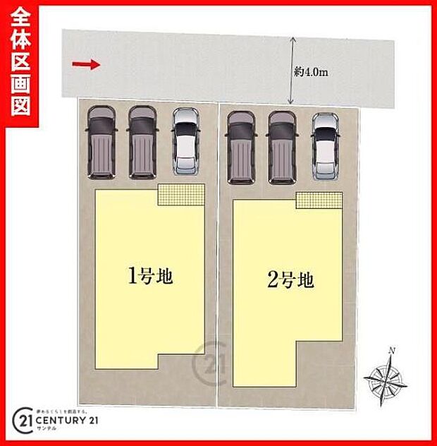 本物件は1号棟です.お車は3台駐車可能です。※車種によります。