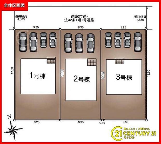 本物件は3号棟です♪駐車場は3台駐車可能です♪(車種によります)