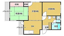 第1エステートNKU 3DKの間取図画像