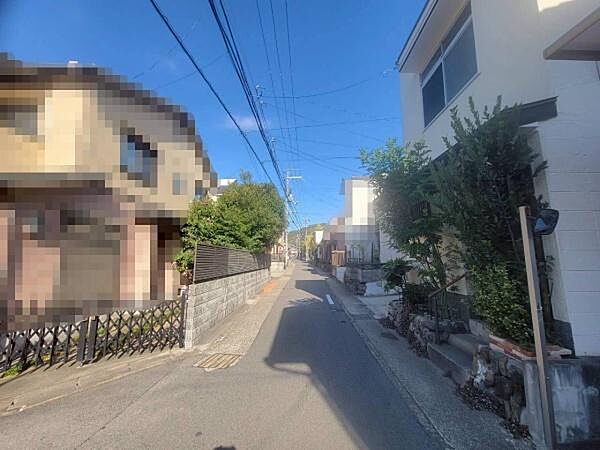 前面道路含む外観写真です。