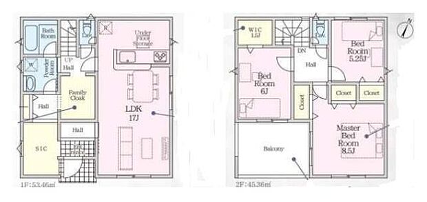 名古屋本線「国府」駅まで徒歩約8分! シューズインクローク、ファミリークローク、ウォークインクローゼット付き! 収納豊富な3LDK、2階建て♪ 駐車スペース4台!