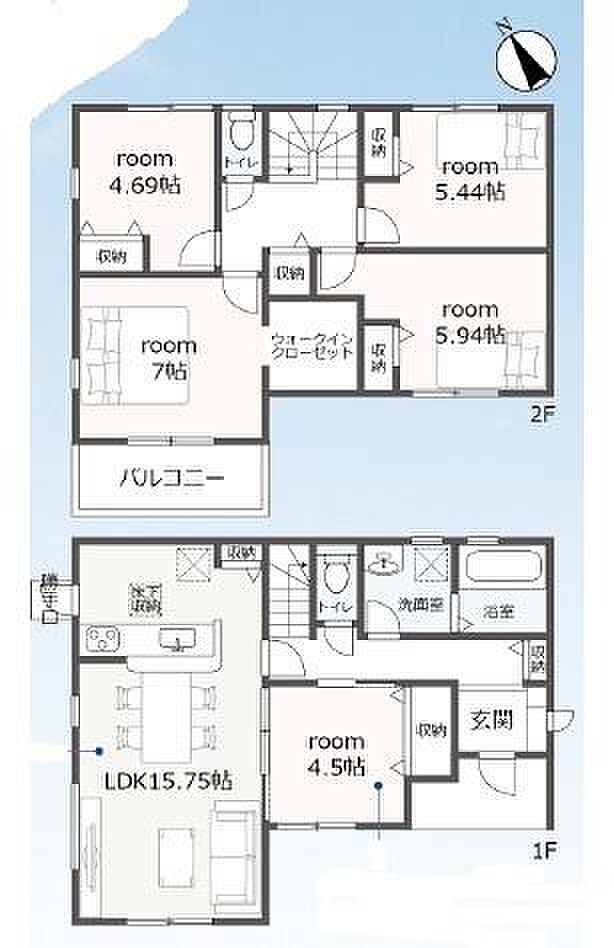 2号棟だけ2階建て！全室フローリング、5LDK！ウォークインクローゼット、パントリー付き♪駐車スペース3台！
