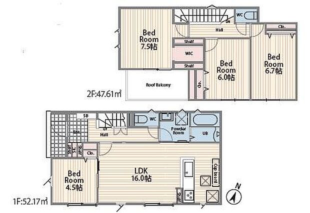 4LDK、2階建て、シューズインクローク、ウォークインクローゼット付き! 駐車スペース3台! 長期優良住宅認定、ZEH水準の次世代住宅!