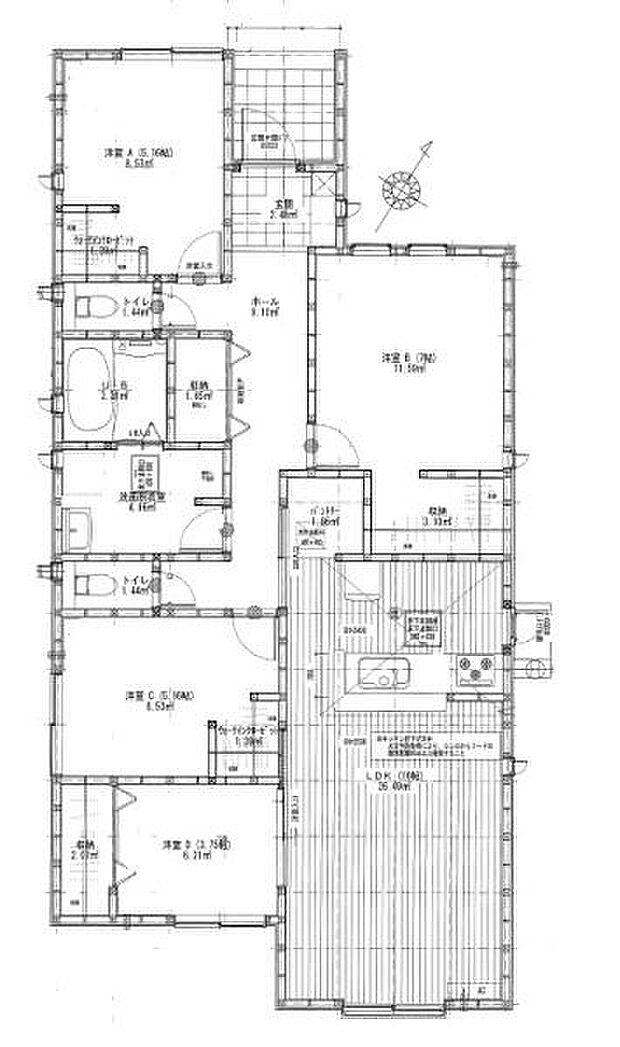 全室フローリング、4LDK+ウォークインクローゼット、平屋建て!敷地はゆとりの約83坪!