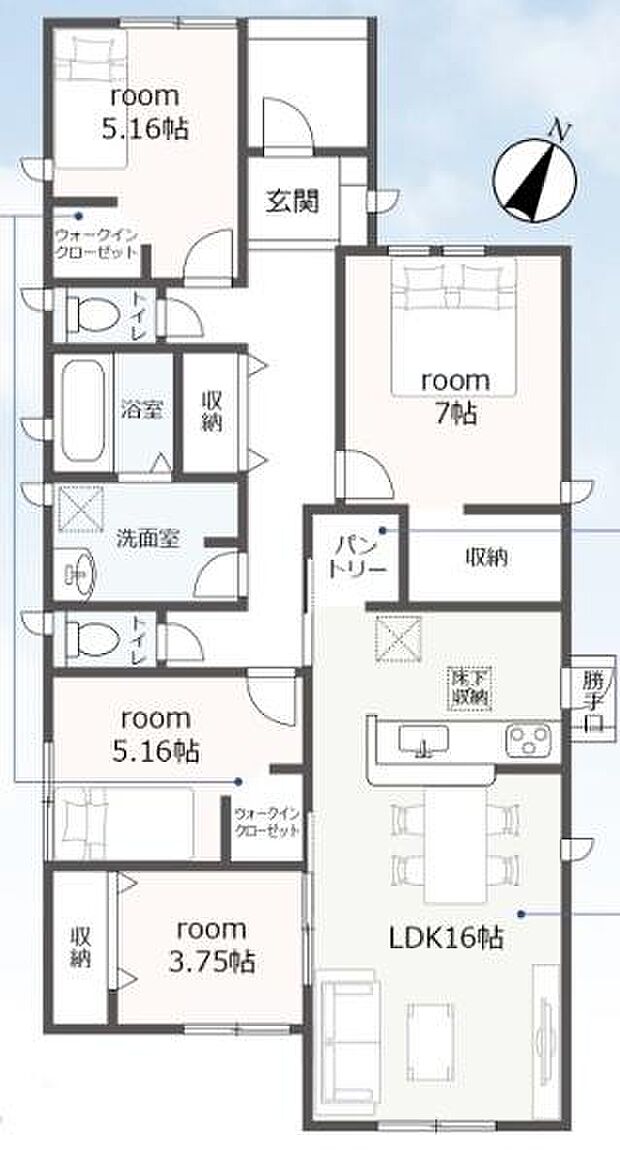 全室フローリング、4LDK＋ウォークインクローゼット、平屋建て！敷地はゆとりの約83坪！