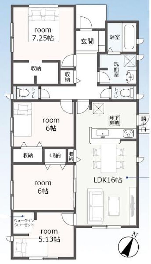 全室フローリング、4LDK＋ウォークインクローゼット、平屋建て！約80坪の敷地！