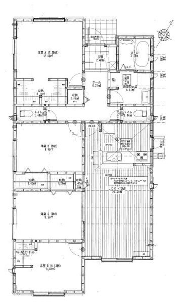 全室フローリング、4LDK＋ウォークインクローゼット、平屋建て！約80坪の敷地！