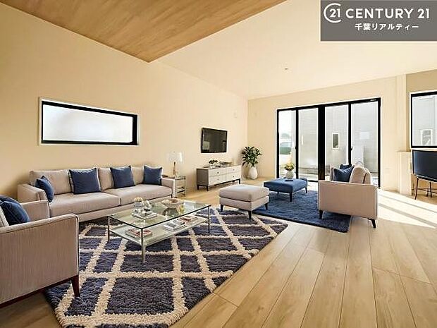 家具はCGパースです。開放感のある広々LDK!ソファーやダイニングテーブルを置いても窮屈にならないので快適に過ごせます!コミュニケーションが取りやすいリビングです!