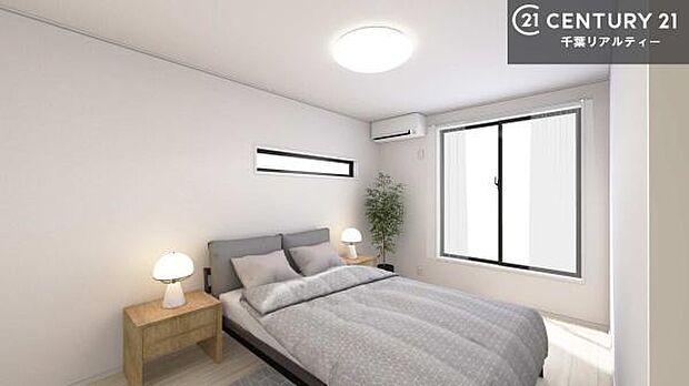 バルコニーに面している洋室です。明るく温もりがあり、換気もしっかりできます！朝起きて、外に出て背伸びをしつつ深呼吸をし良い朝を迎え入れることができます。【完成予想図】