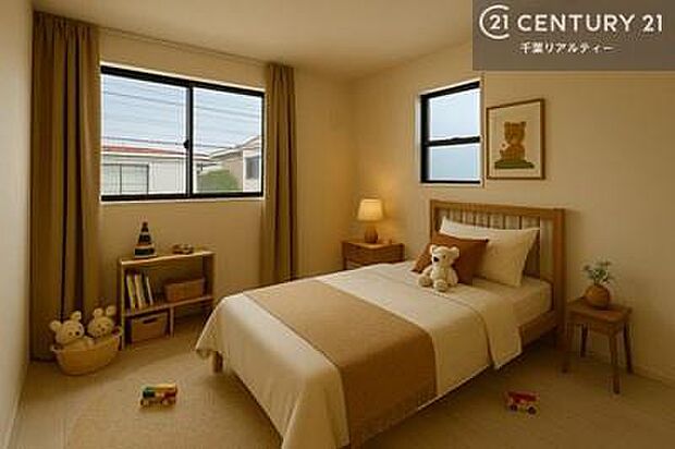 【同仕様写真】洋室は子供部屋や寝室、色々と用途多彩に利用できますね。収納力もたっぷりなので、広々気持ちよく過ごすことができます。【家具はCGパースです】