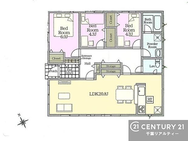 3LDKの魅力的な間取り!LDKはゆったりとした空間で、ご家族との団らん時間が、より一層充実したものになりますね。家族との仲が深まり、自然と笑顔が増えます!