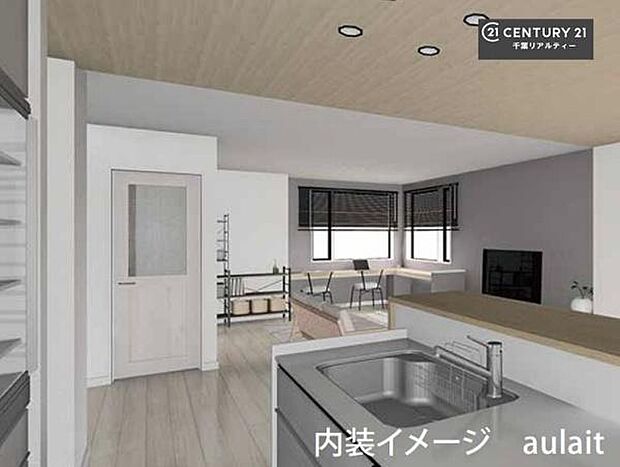 こちらは完成予想図です。陽当りや採光に配慮した、明るい住空間をイメージした外観です。