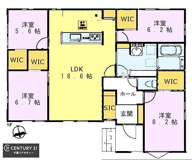 4LDKの魅力的な間取り!LDKはゆったりとした空間で、ご家族との団らん時間が、より一層充実したものになりますね。家族との仲が深まり、自然と笑顔が増えます!