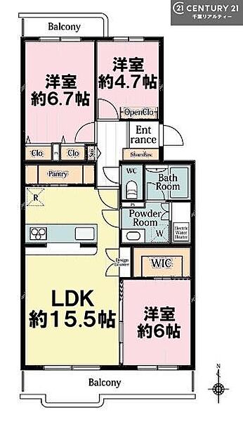 3LDKの魅力的な間取り！LDKはゆったりとした空間で、ご家族との団らん時間が、より一層充実したものになりますね。家族との仲が深まり、自然と笑顔が増えます！