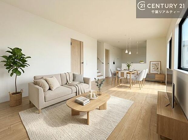 家具はCGパースです。心地良いリビングは家族が自然と集まります。家族団欒の時間が増えそうです。ご家族と、より一層充実した時間を過ごせそうですね。