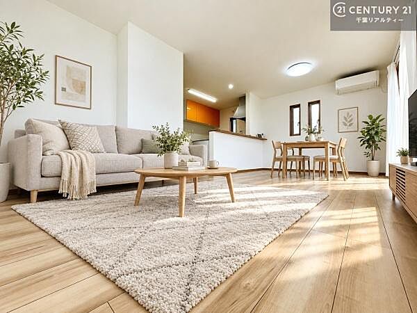 家具はCGパースです。心地良いリビングは家族が自然と集まります。家族団欒の時間が増えそうです。ご家族と、より一層充実した時間を過ごせそうですね。