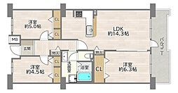 シティコート下新庄1号棟 3LDKの間取図画像