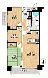 野崎アーバンコンフォート 3LDKの間取図画像