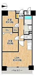 シティパーク瓢箪山 2LDKの間取図画像