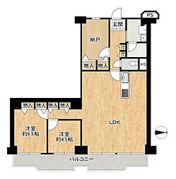 小阪パークハイツ1号棟 3SLDKの間取図画像