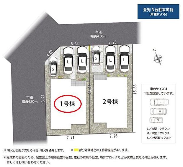 並列駐車3台可能◎