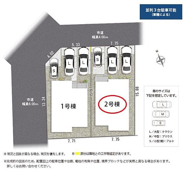 並列駐車3台可能◎